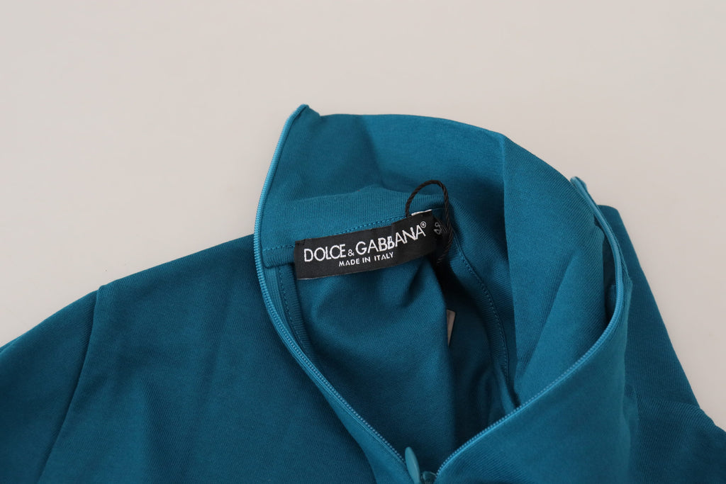 Dolce & Gabbana Blauer Baumwollpullover mit Kragen Schlanker Pullover
