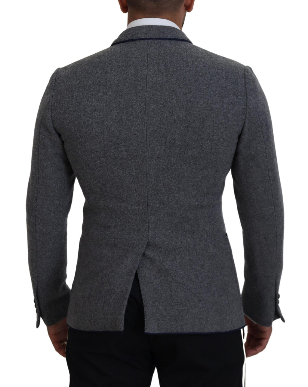 Dolce & Gabbana Graue Wolle Rosen Slim Fit Jacke Blazer