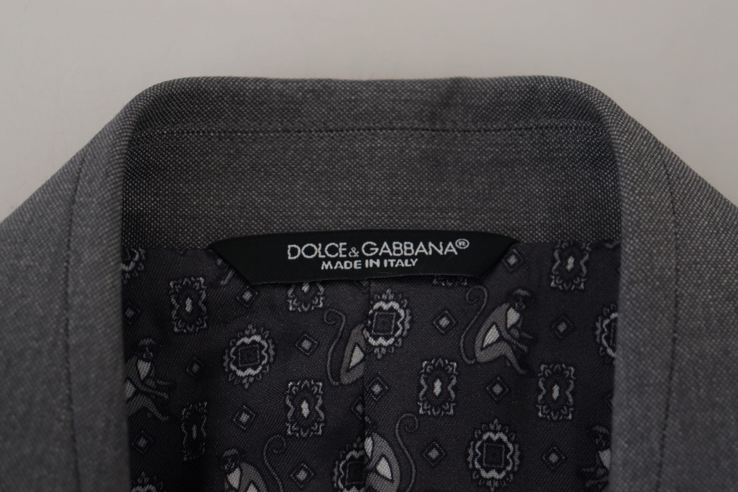 Dolce & Gabbana Graue Wolle Seide Slim Fit Jacke Blazer
