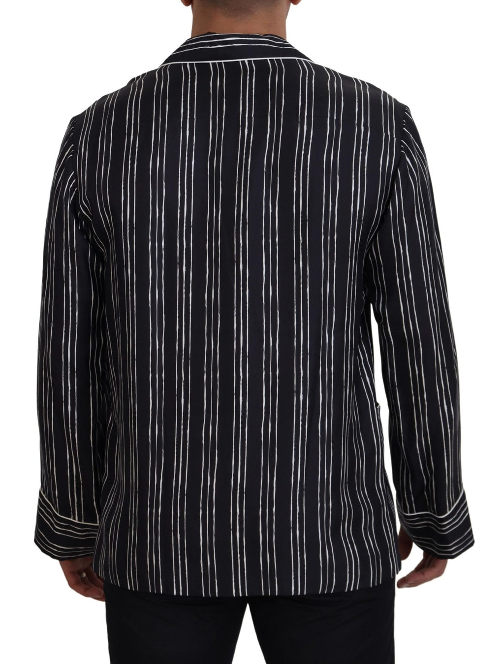 Dolce & Gabbana Blau gestreiftes Seiden-Pyjamahemd Jacke