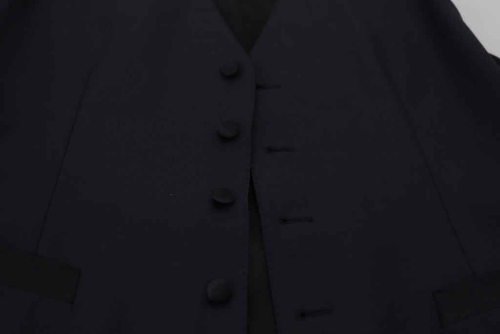 Dolce & Gabbana Schwarze Stretchweste aus Wolle Formelle Weste