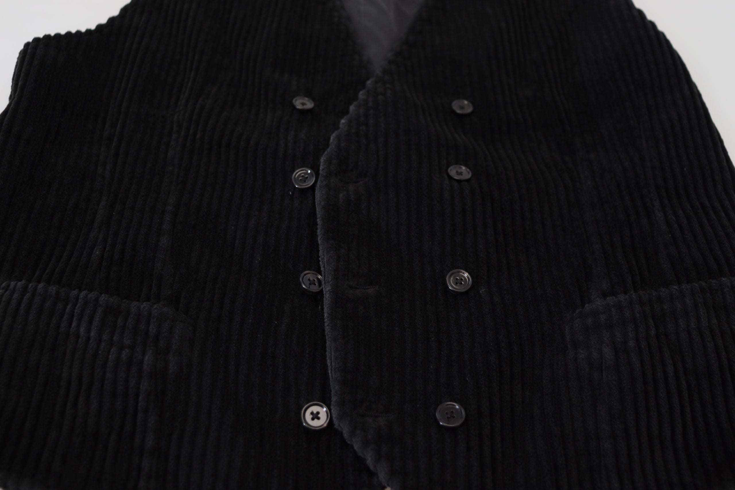 Dolce & Gabbana Schwarze zweireihige Weste aus Baumwolle