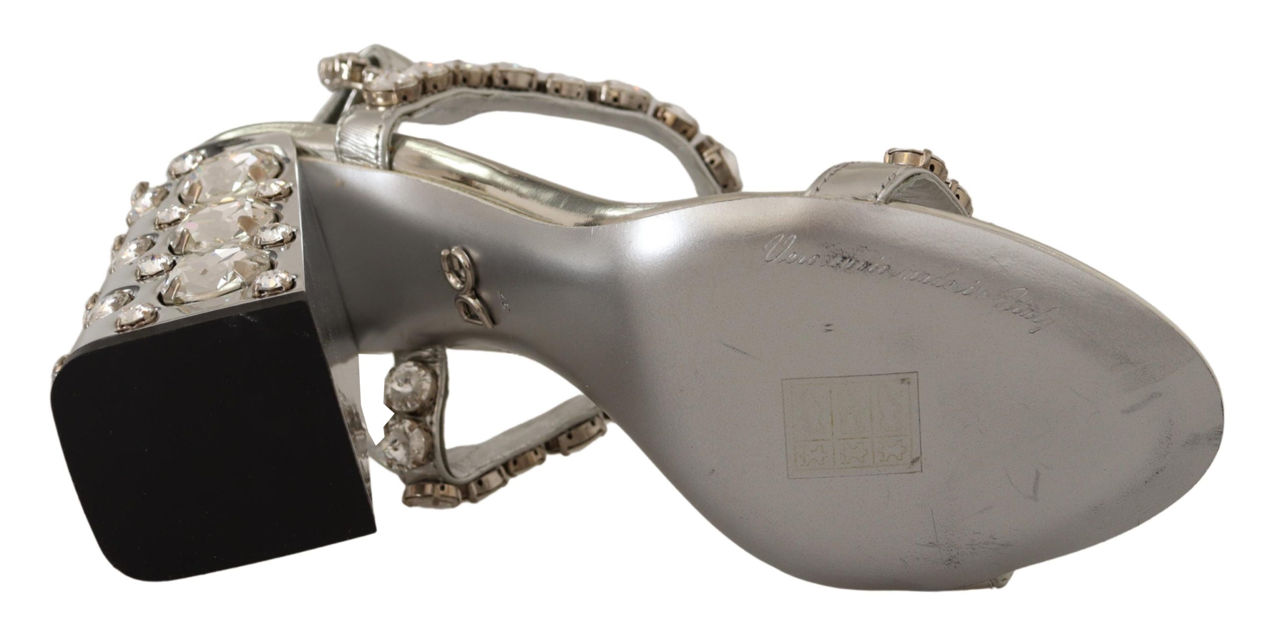 Dolce & Gabbana Silberne Kristalle Riemen Schnalle High Heel Sandalen