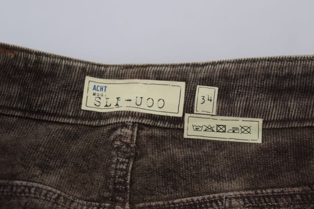 Acht Graue gewaschene Baumwollcordjeans Slim Fit für Männer