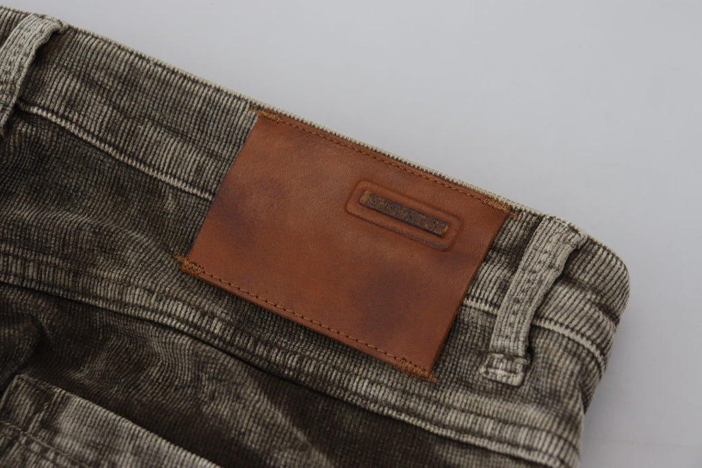 Acht Graue gewaschene Baumwollcordjeans Slim Fit für Männer