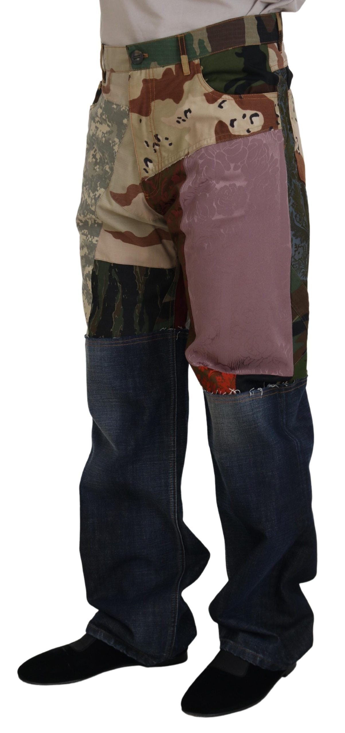 Dolce & Gabbana Multicolor Seide Patchwork Männer Denim Jeans