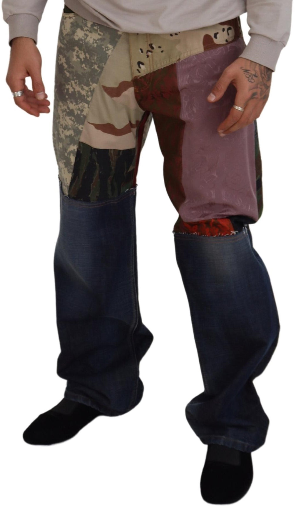 Dolce & Gabbana Multicolor Seide Patchwork Männer Denim Jeans