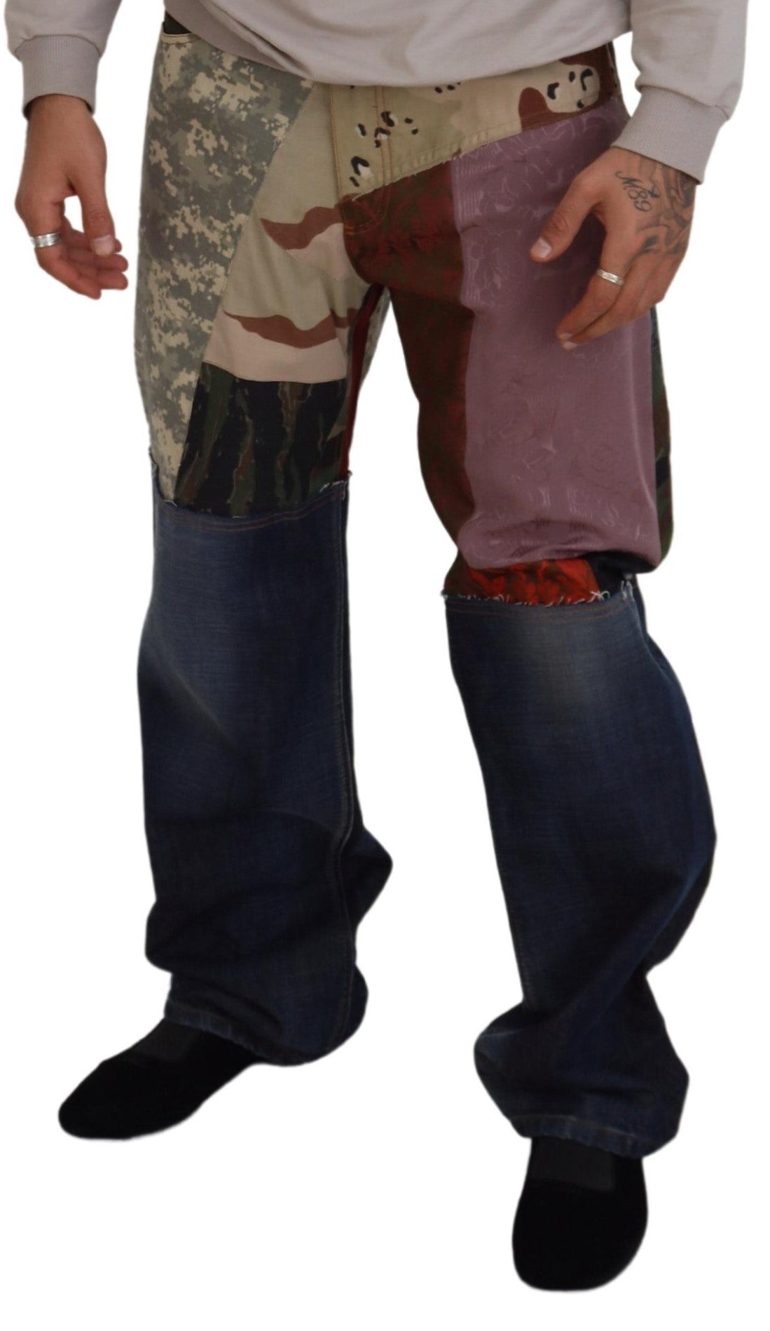 Dolce & Gabbana Multicolor Seide Patchwork Männer Denim Jeans