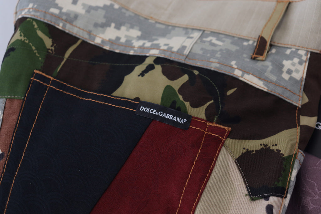 Dolce & Gabbana Multicolor Seide Patchwork Männer Denim Jeans