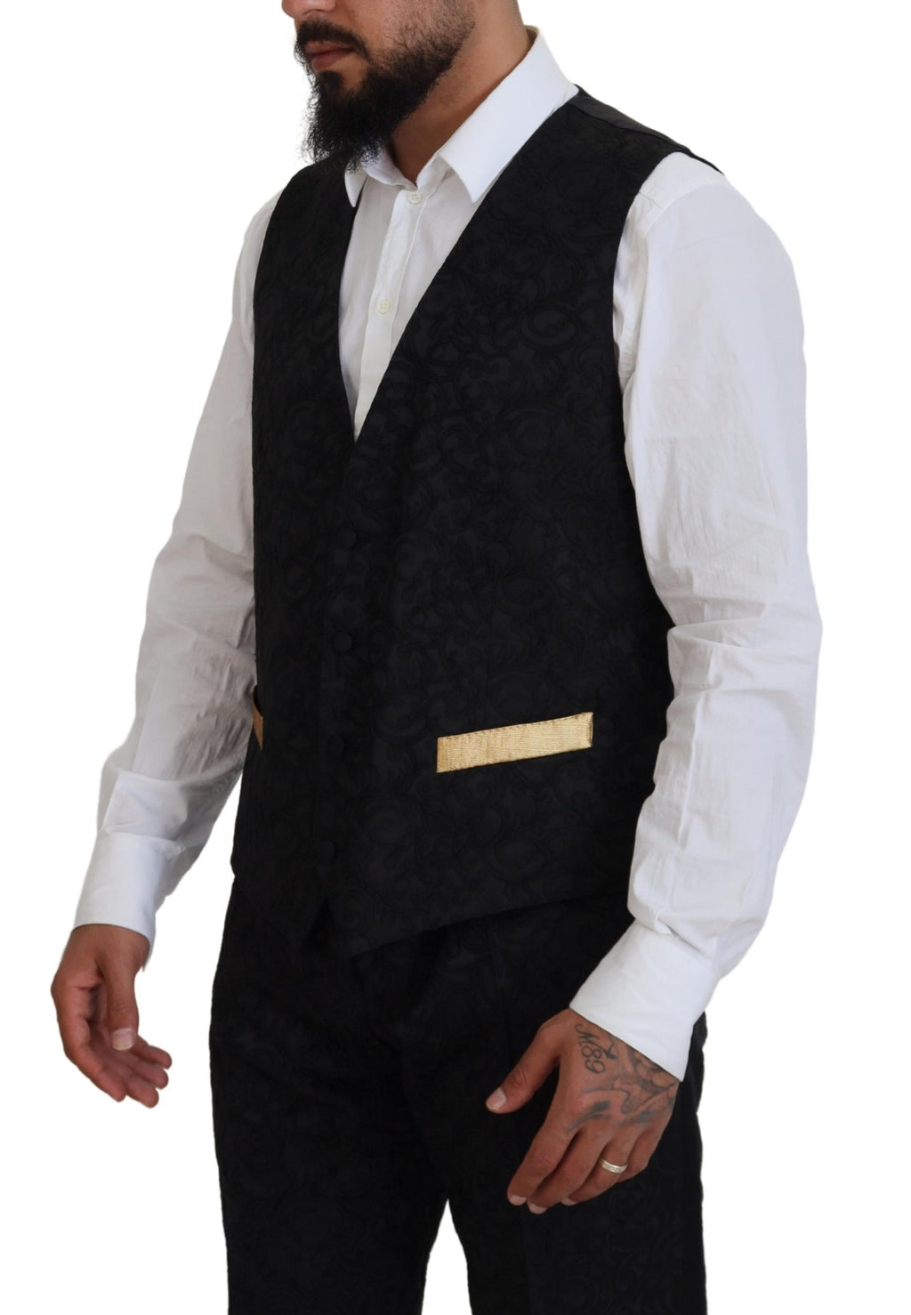 Dolce & Gabbana Schwarz Gold Fantasy Smoking Slim Fit Anzug