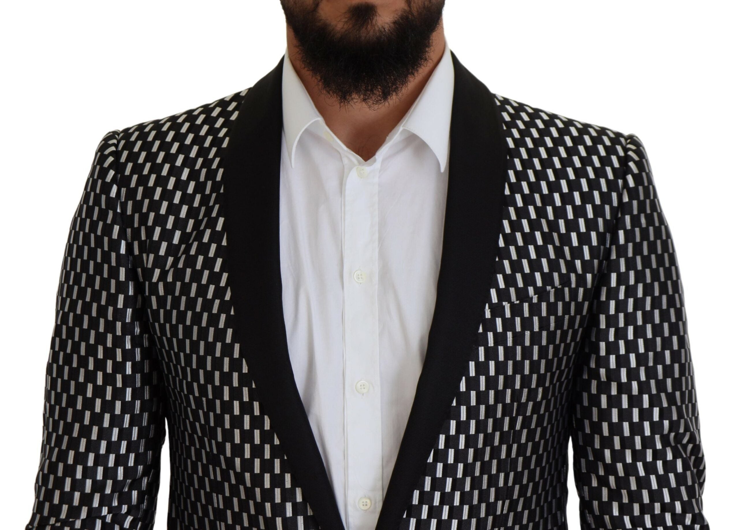 Dolce & Gabbana Schwarz Weiß Seide MARTINI Slim Fit Anzug