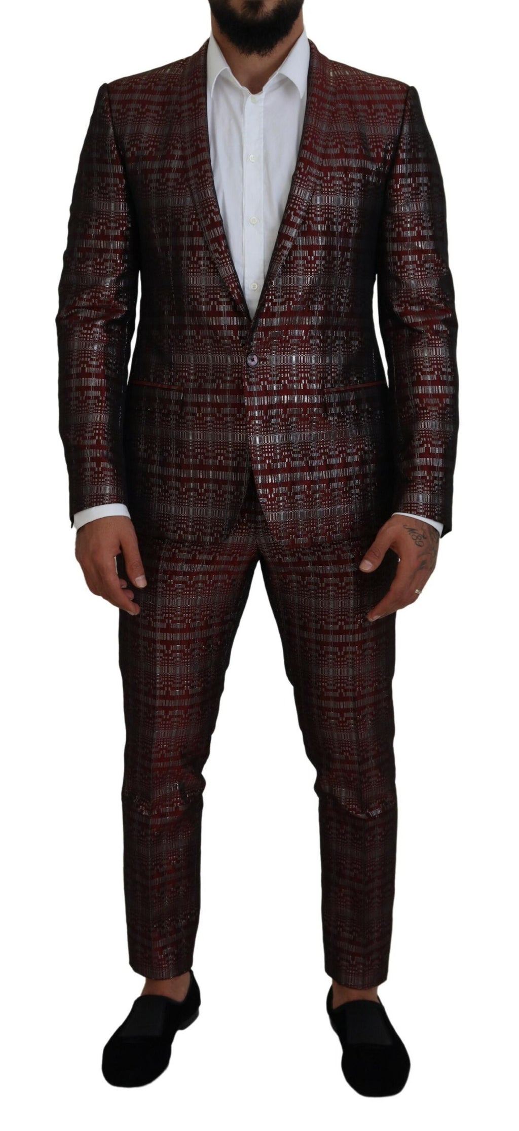 Dolce & Gabbana Bordeaux Silber GOLD Slim Fit Anzug