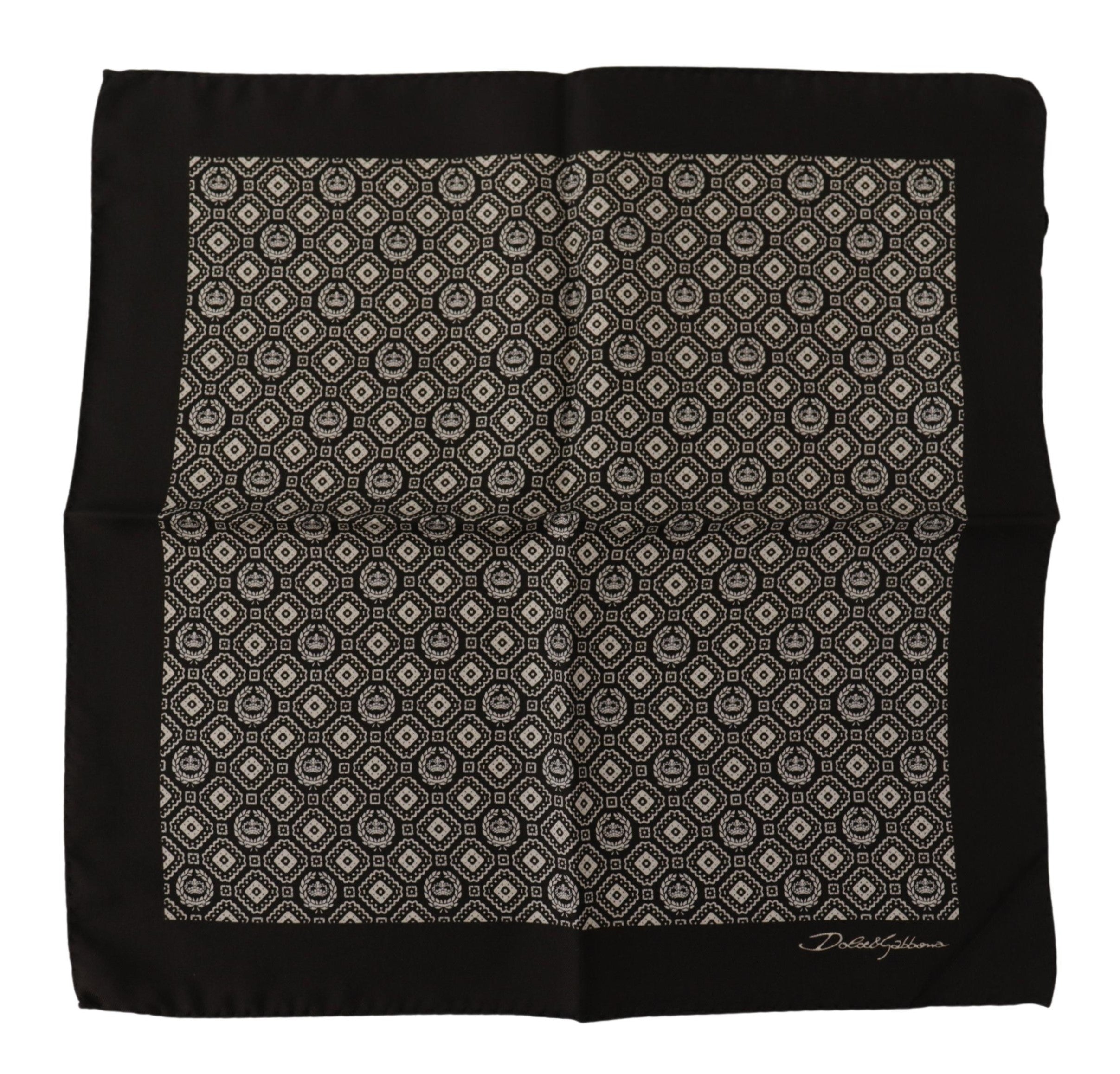 Dolce & Gabbana Schwarz gemustertes DG Logo Quadratisches Taschentuch Halstuch