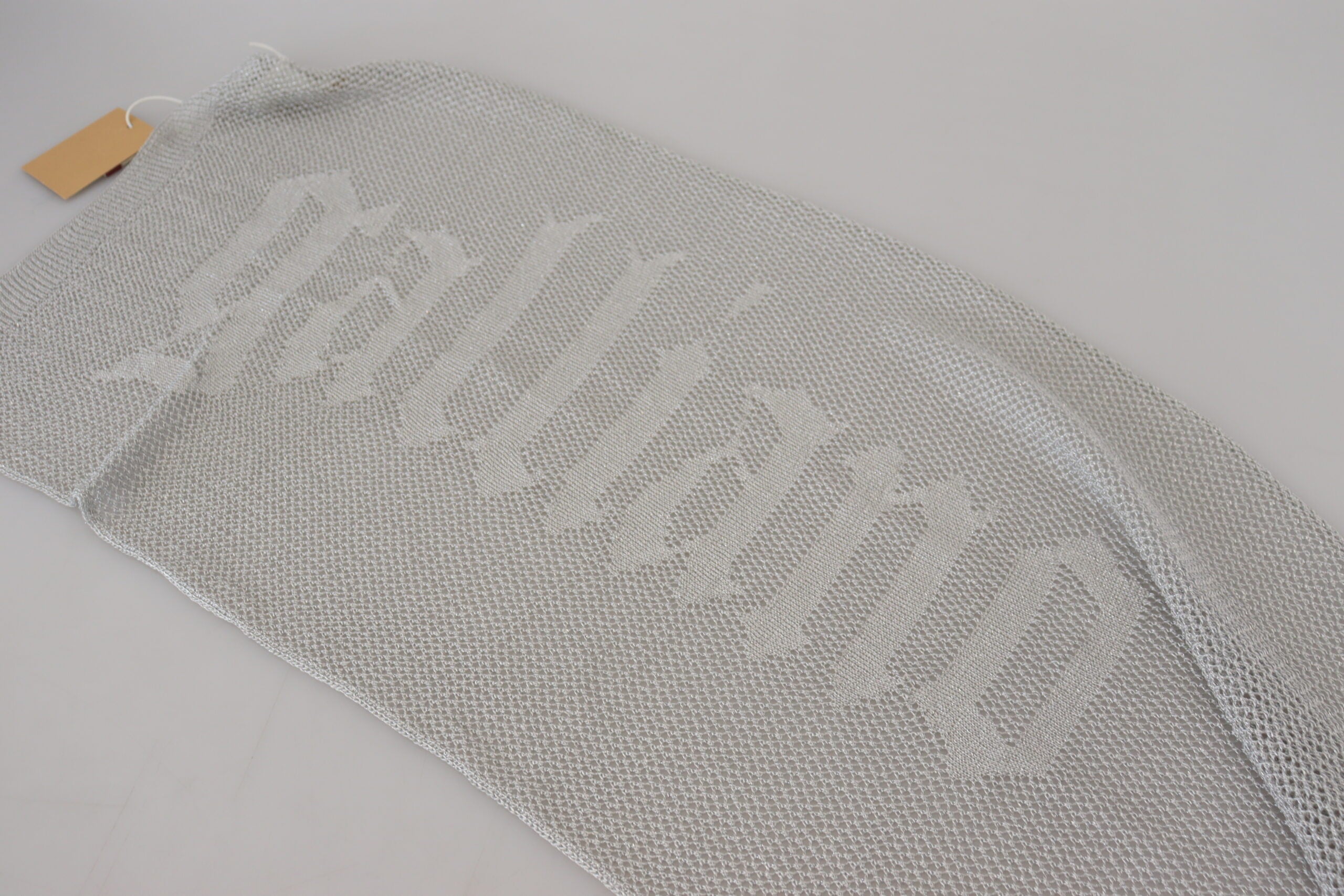 John Galliano Grauer Logo-Strickhalstuch-Foulardschal