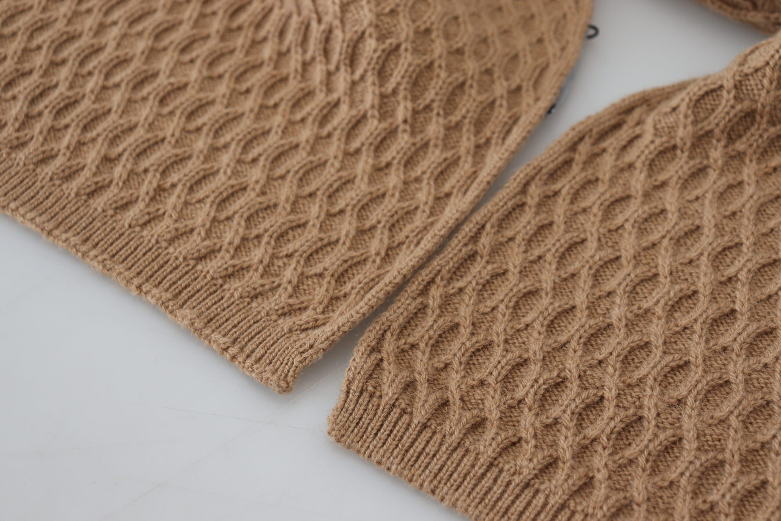 Dolce & Gabbana Dunkelbrauner Wickelschal gestricktes Camel-Tuch