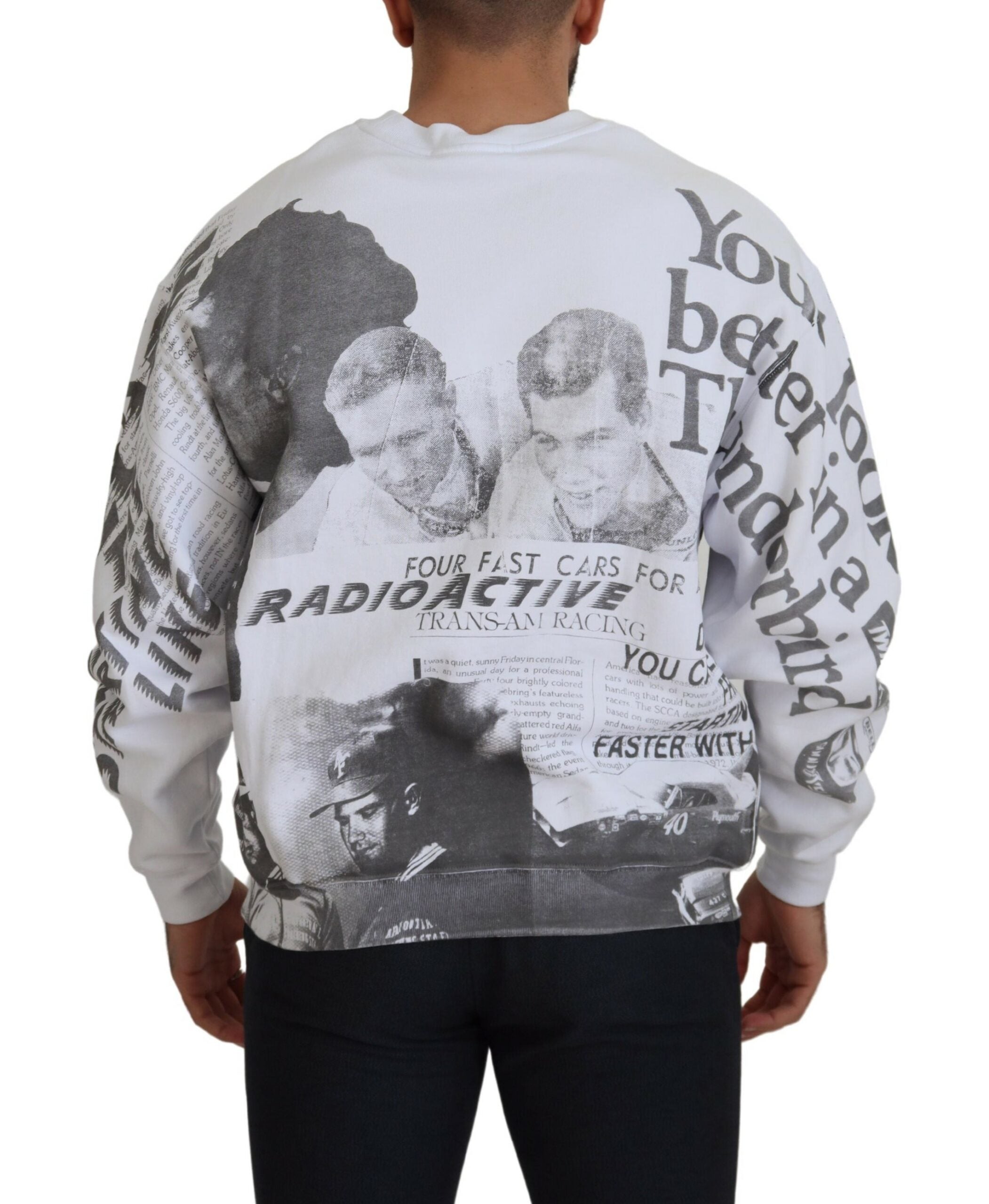 MSGM Weißer Baumwoll-Crewneck-Pullover Pullover