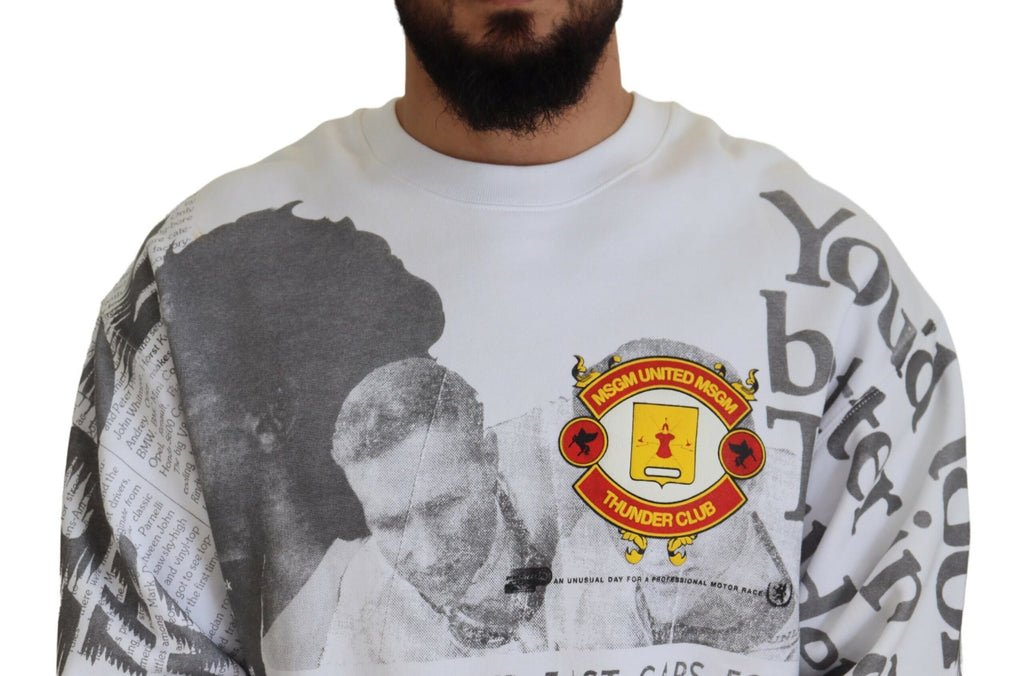 MSGM Weißer Baumwoll-Crewneck-Pullover Pullover