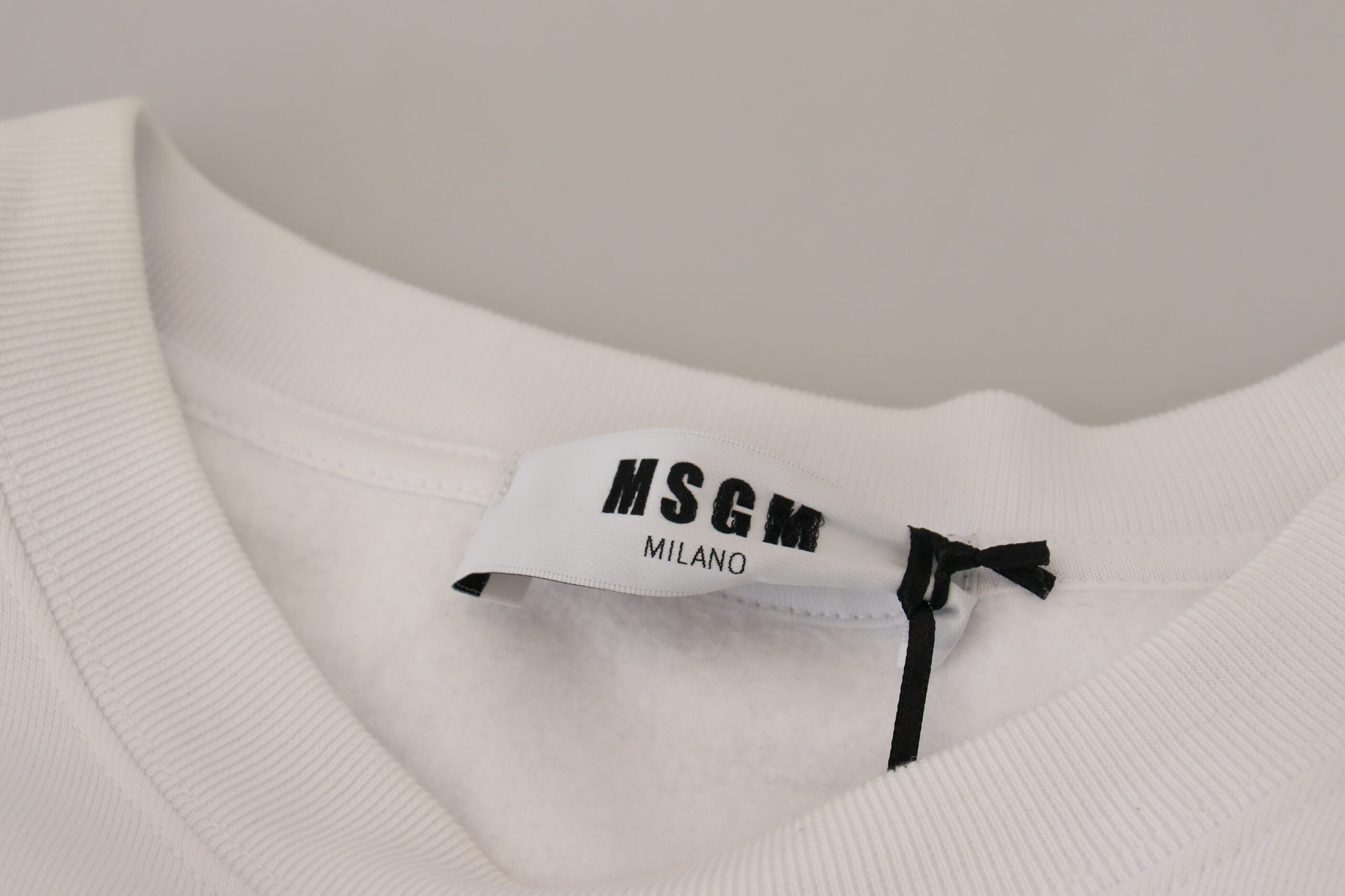 MSGM Weißer Baumwoll-Crewneck-Pullover Pullover
