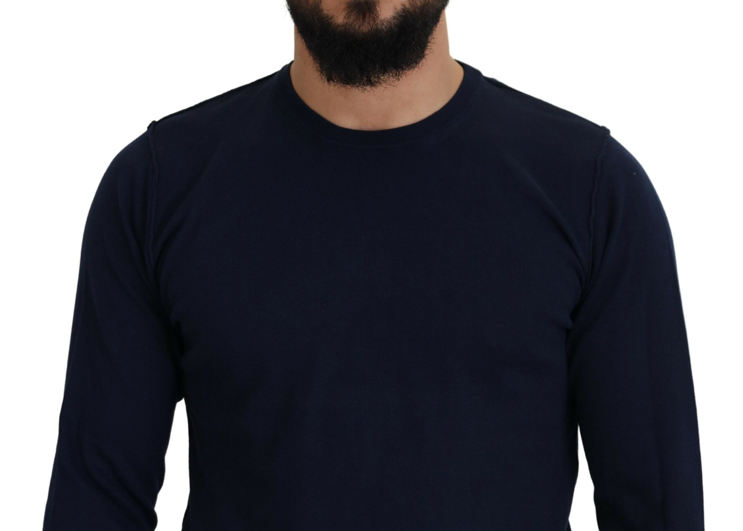 Paolo Pecora Milano Blauer Pullover aus Baumwolle mit Rundhalsausschnitt