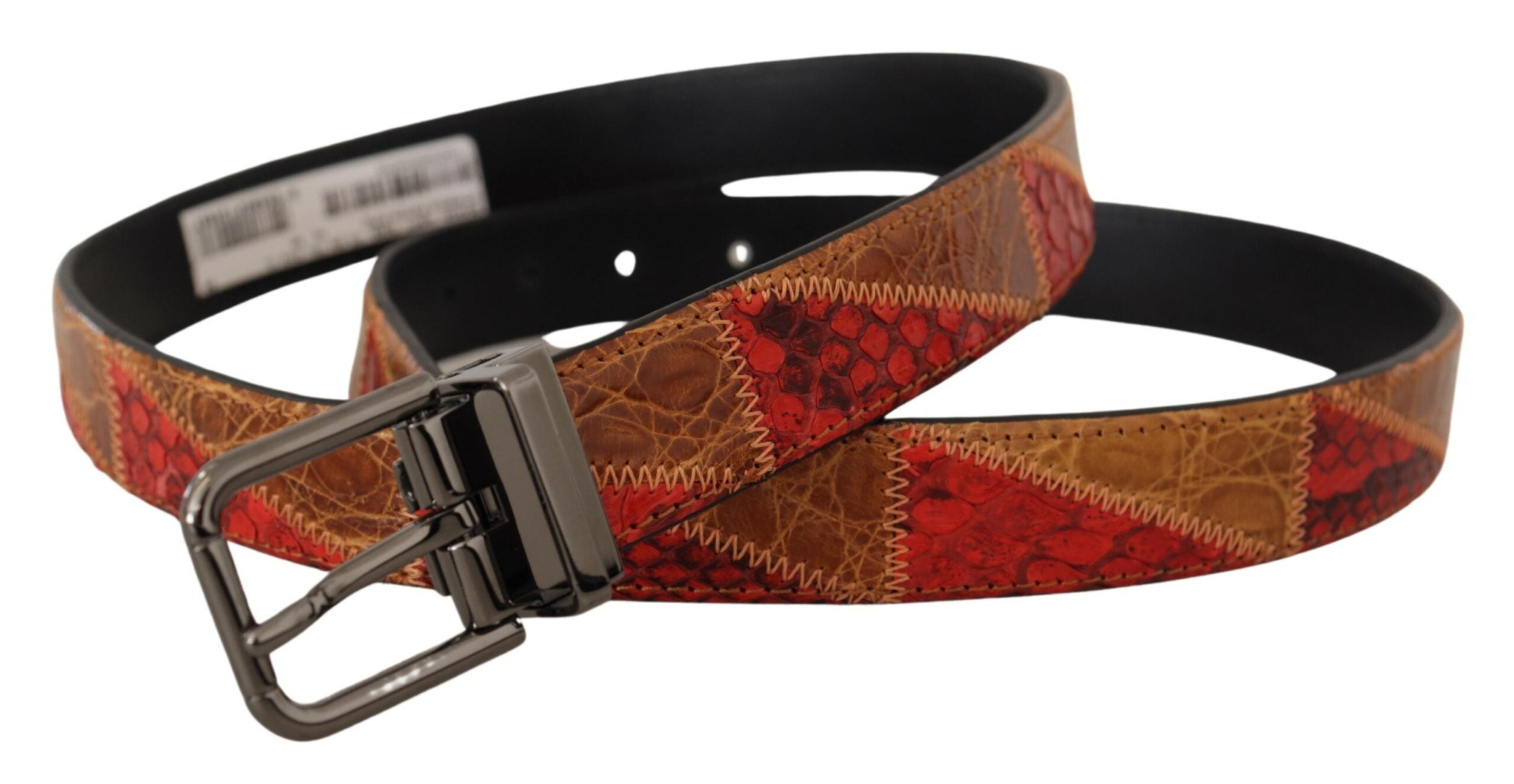 Dolce & Gabbana Multicolor Exotische Vintage Chrom Schnalle Gürtel