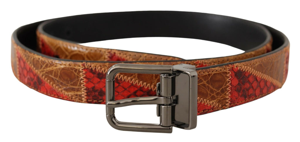 Dolce & Gabbana Multicolor Exotische Vintage Chrom Schnalle Gürtel