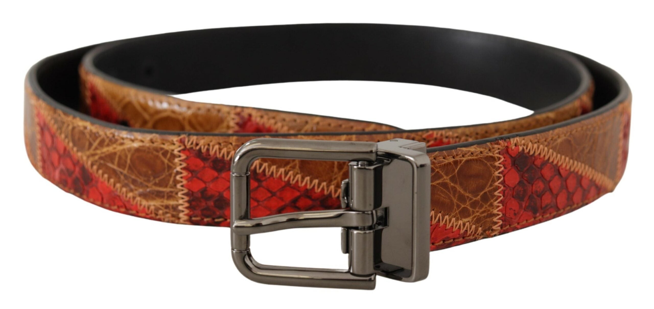 Dolce & Gabbana Multicolor Exotische Vintage Chrom Schnalle Gürtel