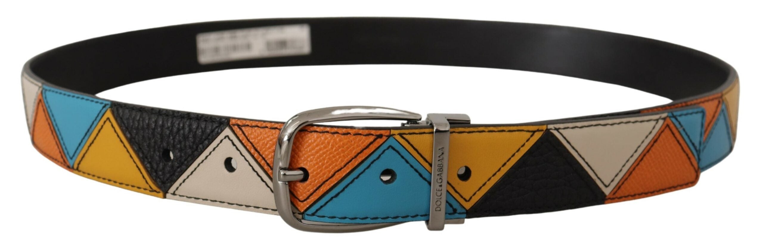 Dolce & Gabbana Multicolor Leder Silberfarbener Logoschnallengürtel
