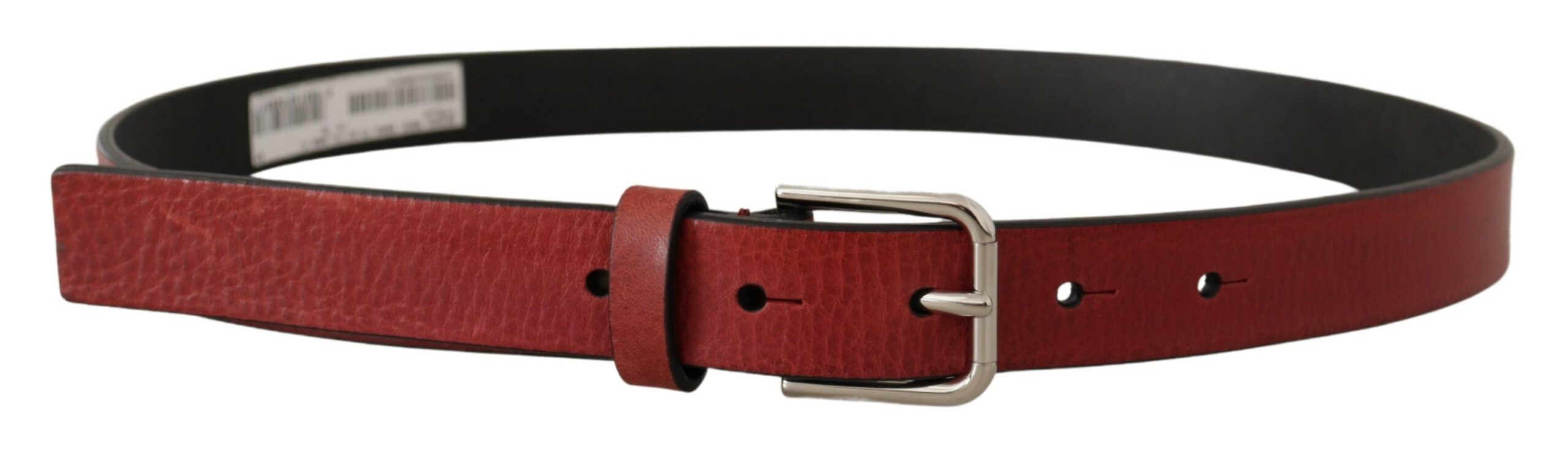 Dolce & Gabbana Kastanienbrauner Vitello-Leder-Gürtel mit silbernem Metall