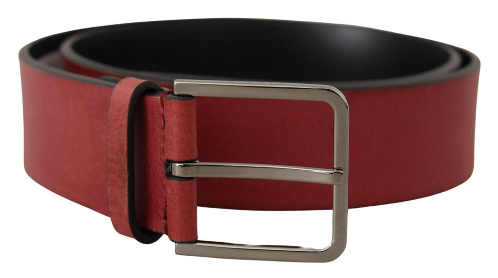 Dolce & Gabbana Kastanienbrauner Vitello-Gürtel mit silberner Logoschnalle aus Metall