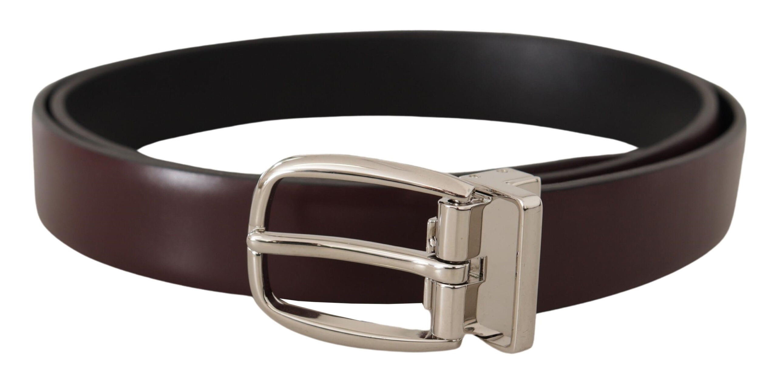 Dolce & Gabbana Massiver brauner Ledergürtel aus Silbermetall