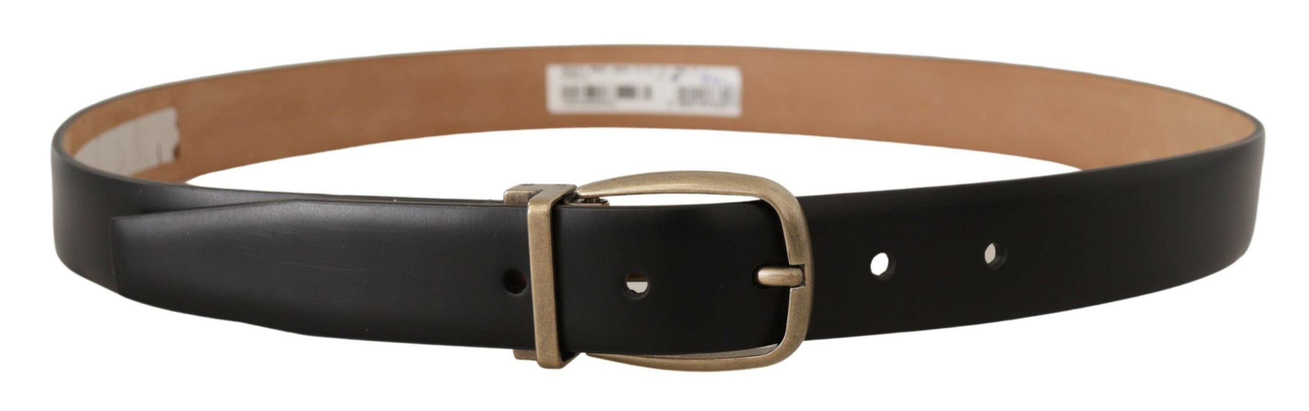 Dolce & Gabbana Schwarz Braun Backend Leder Vintage Metallschnalle Gürtel