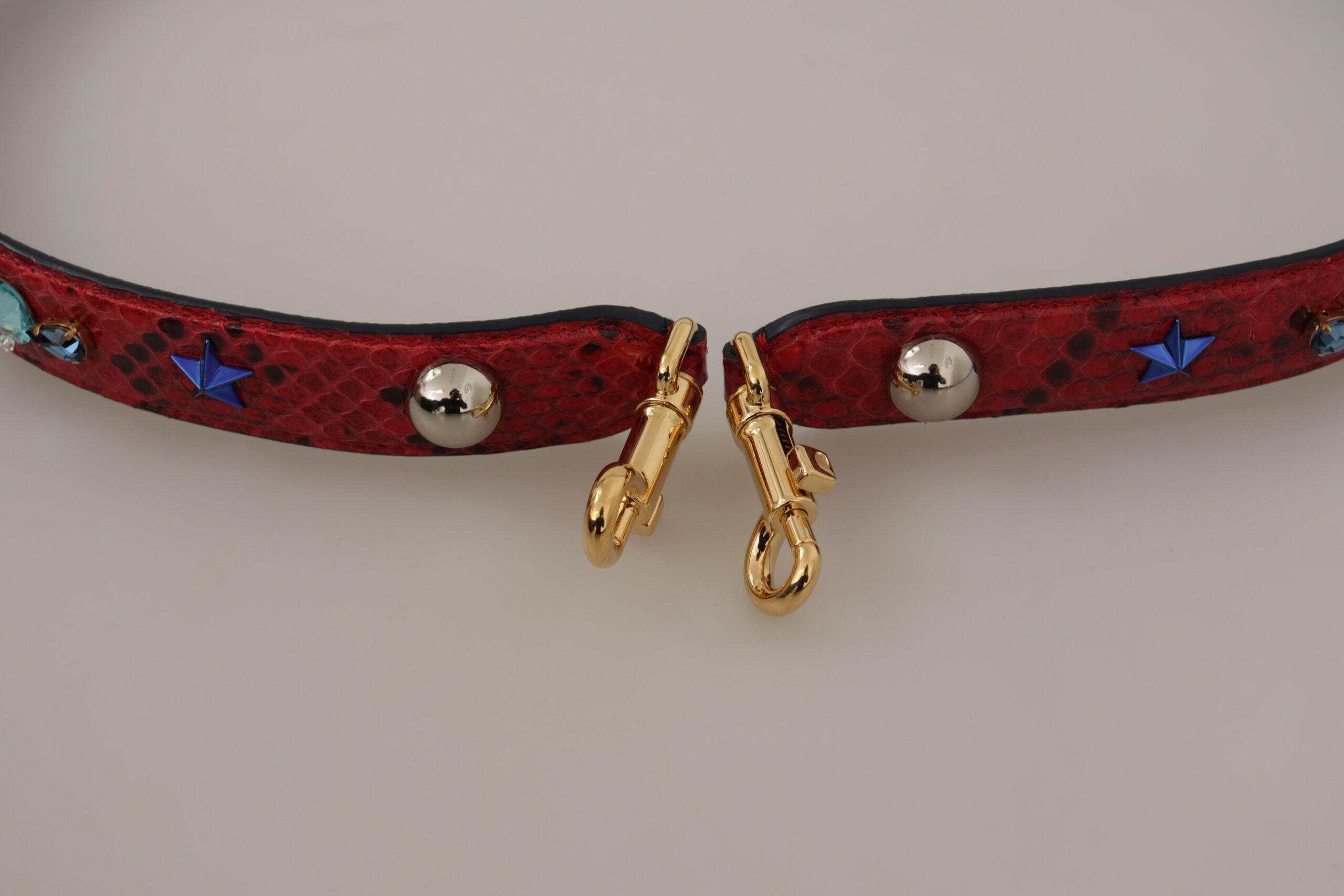 Dolce & Gabbana Rotes exotisches Leder mit Kristallen Schulterriemen