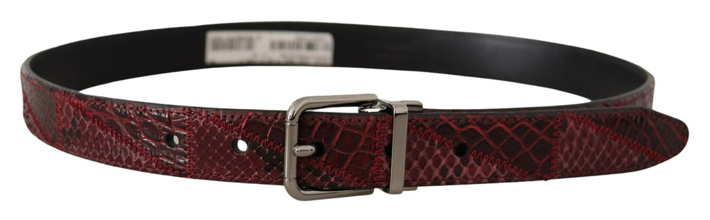Dolce & Gabbana Roter Exotenleder-Gürtel mit Metall-Logo-Schnalle