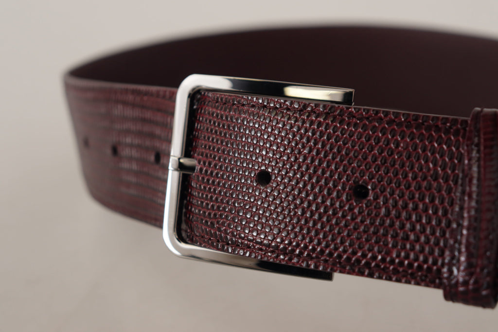 Dolce & Gabbana Kastanienbrauner Kalbsledergürtel mit Logo-Gravur und Schnalle