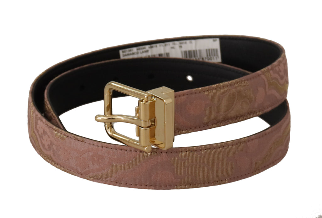 Dolce & Gabbana Rose Gold Leder Logo gravierte Metallschnalle Gürtel