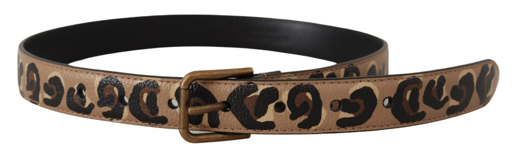 Dolce & Gabbana Brauner Leopard Print Vintage Metall Taille Schnalle Gürtel