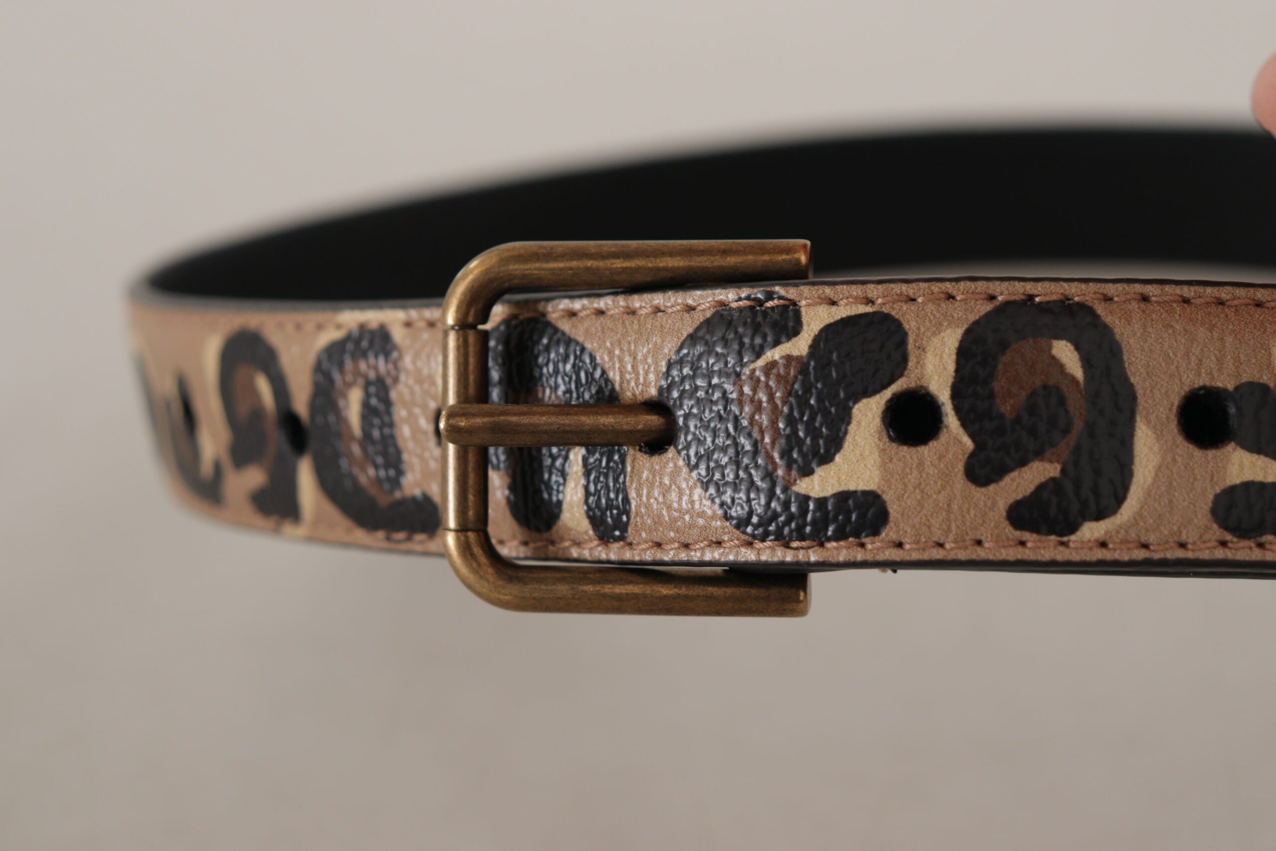 Dolce & Gabbana Brauner Leopard Print Vintage Metall Taille Schnalle Gürtel