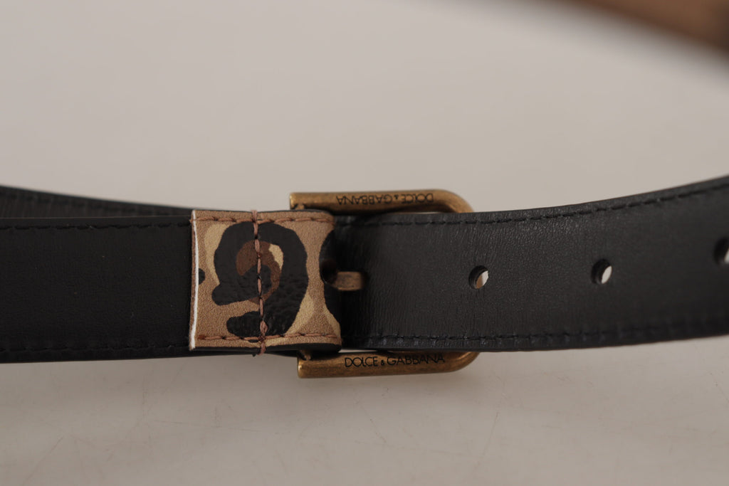 Dolce & Gabbana Brauner Leopard Print Vintage Metall Taille Schnalle Gürtel