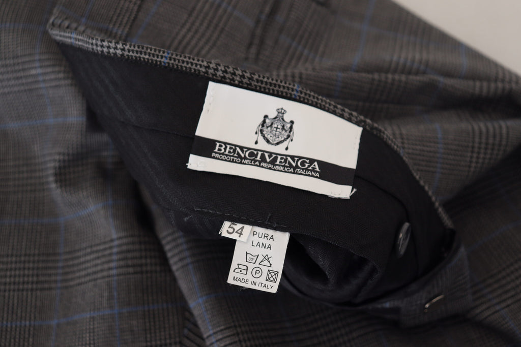 BENCIVENGA Graues kariertes Wollkleid Formelle Hose