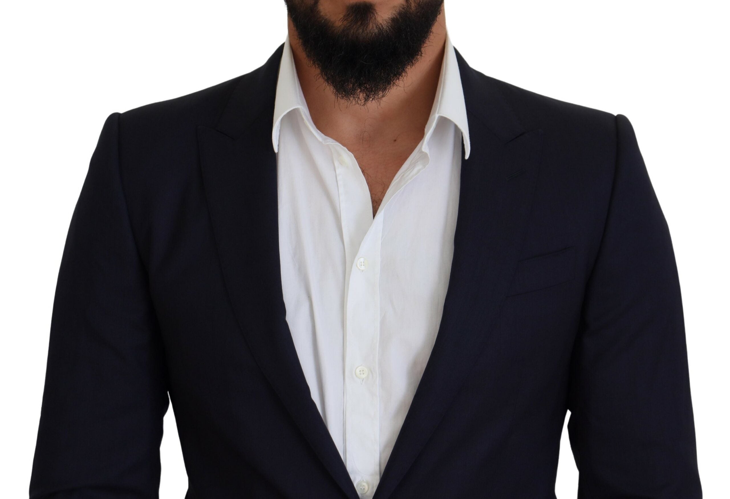 Dolce & Gabbana Blauer Wollmantel Slim Fit Formaler Blazer
