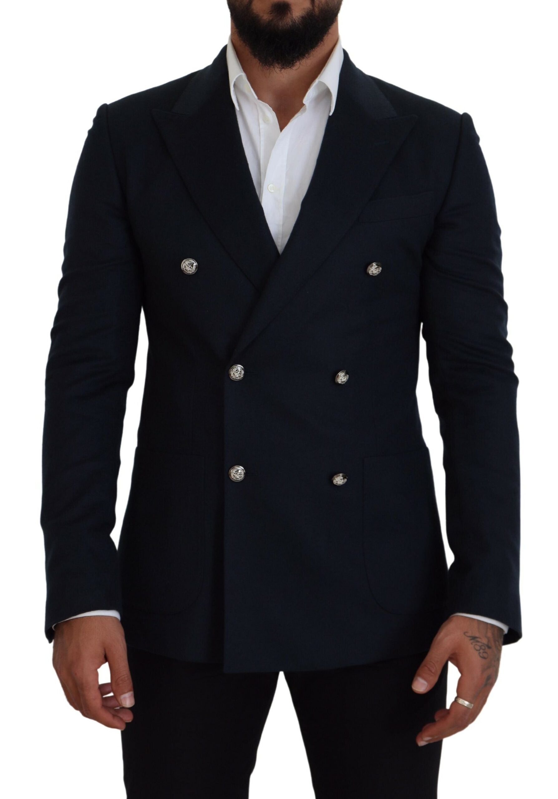 Dolce & Gabbana Blauer doppelreihiger formeller Mantel Blazer