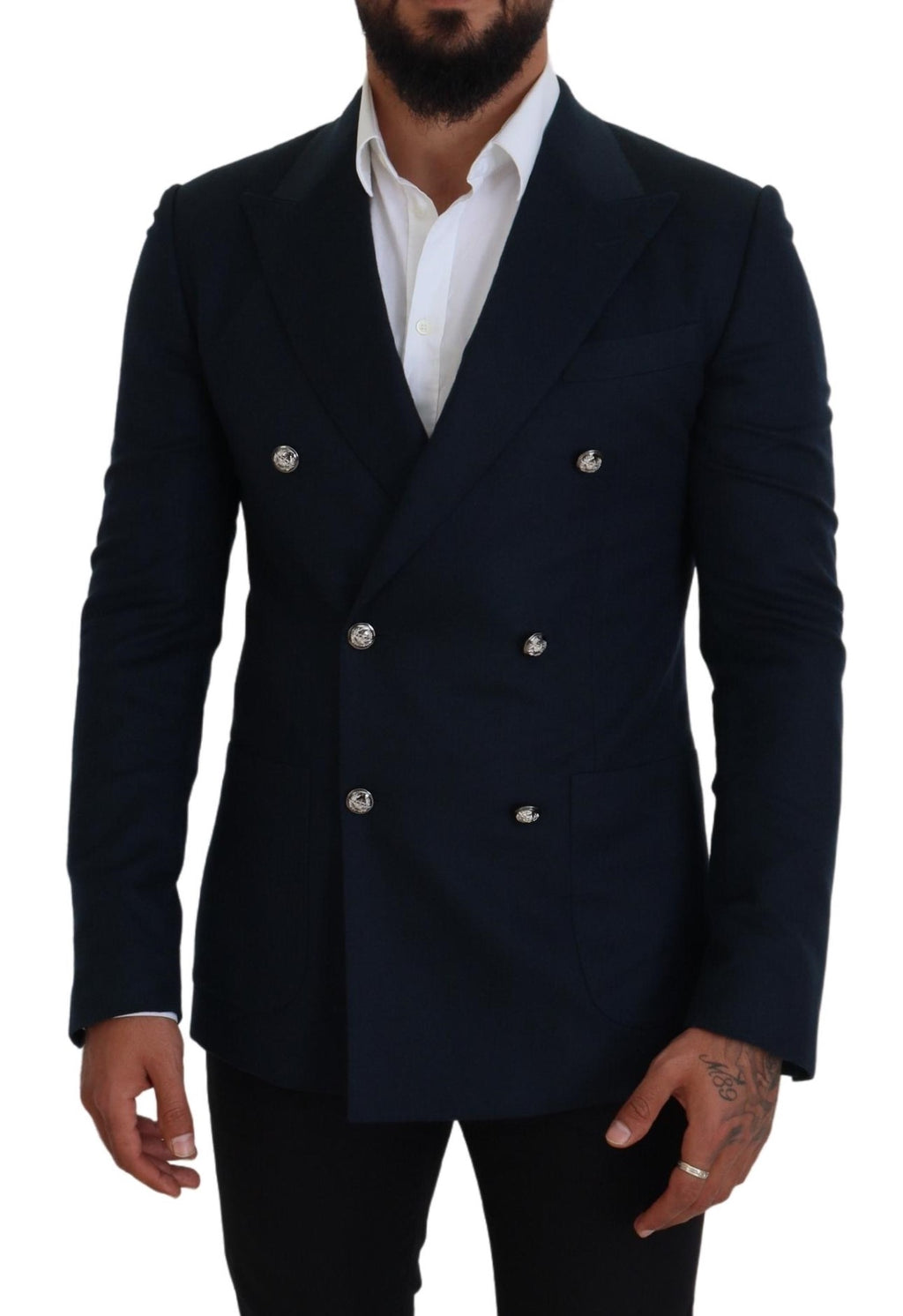 Dolce & Gabbana Blauer doppelreihiger formeller Mantel Blazer