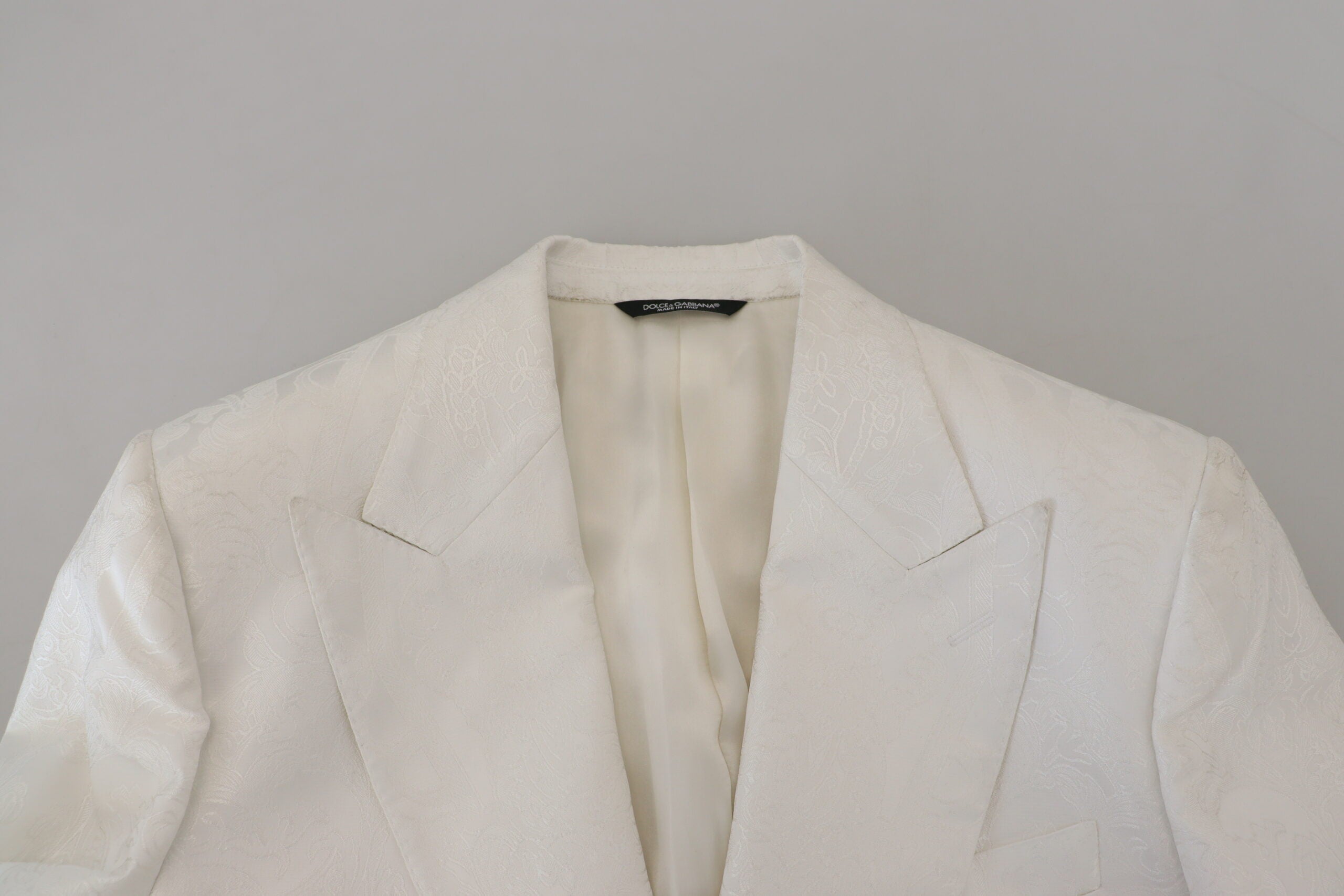 Dolce & Gabbana Weißer geblümter Brokat Trenchcoat Jacke