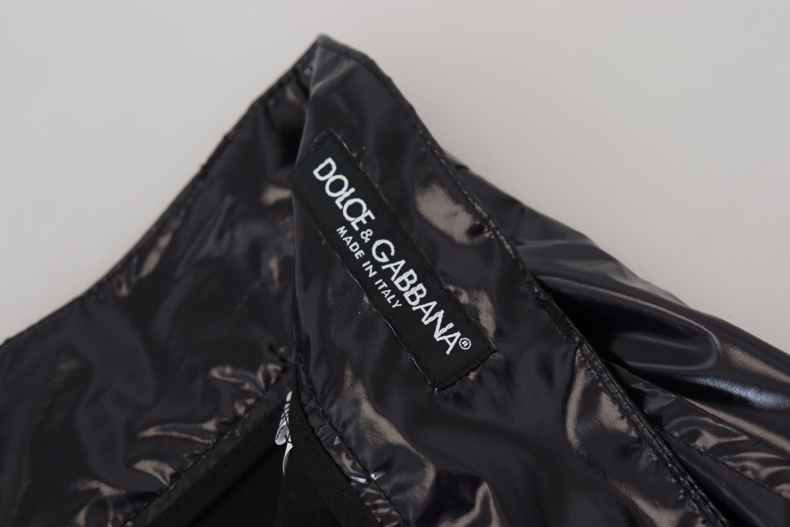 Dolce & Gabbana Schwarz Glänzende Nylon Skinny Männer Hosen