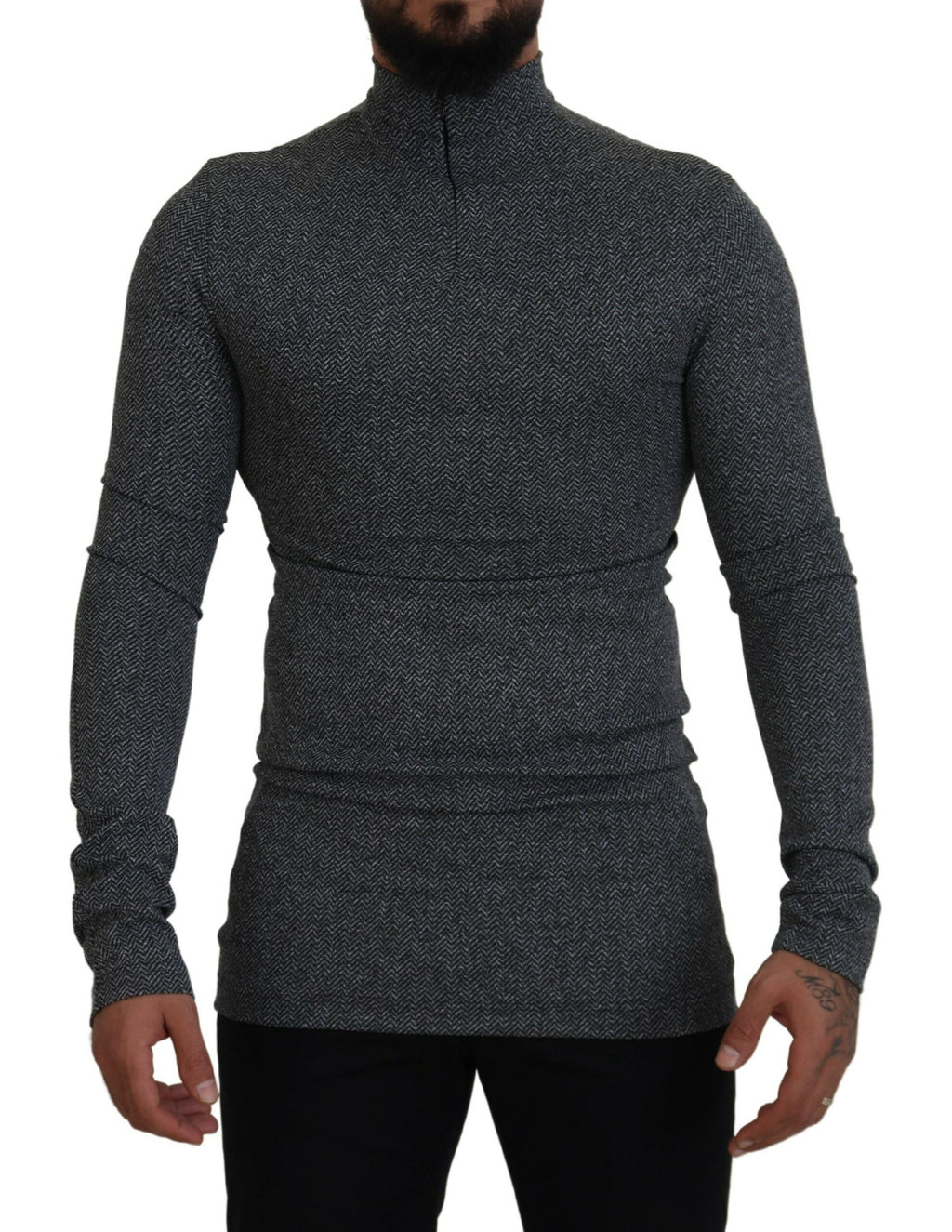Dolce & Gabbana Dunkelgrauer Nylon-Rollkragenpullover