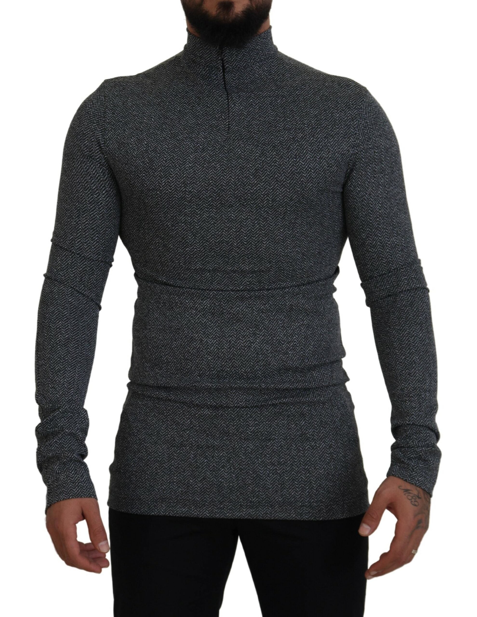 Dolce & Gabbana Dunkelgrauer Nylon-Rollkragenpullover