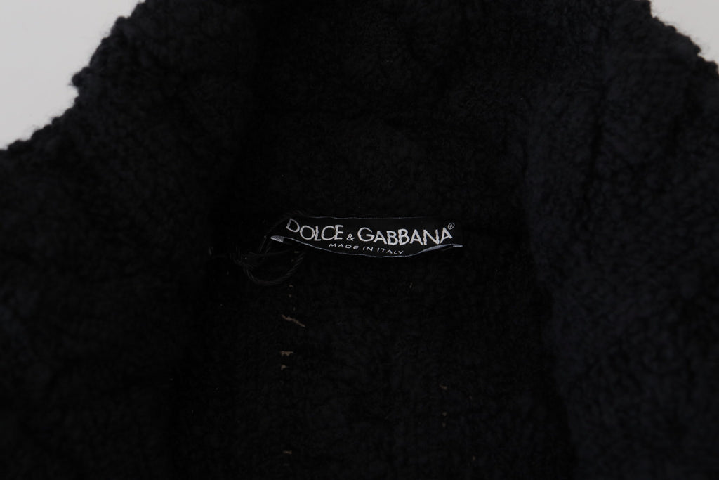 Dolce & Gabbana Schwarzer Wollstrickpullover mit Knopfleiste