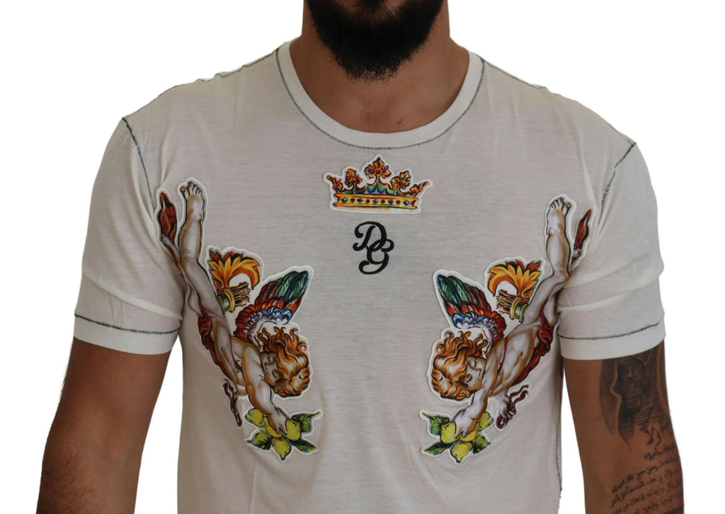 Dolce & Gabbana Weißes bedrucktes Kurzarm-T-Shirt für Männer