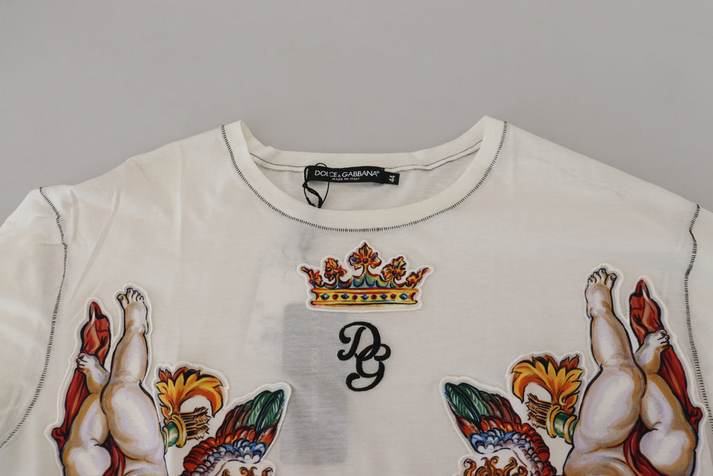 Dolce & Gabbana Weißes bedrucktes Kurzarm-T-Shirt für Männer