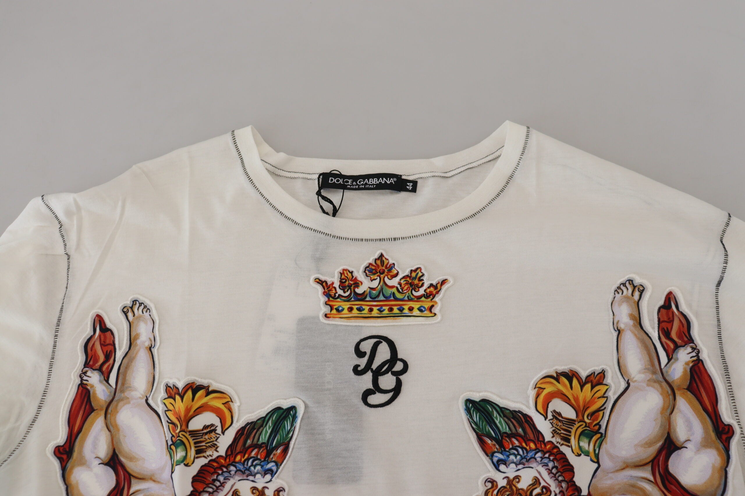 Dolce & Gabbana Weißes bedrucktes Kurzarm-T-Shirt für Männer